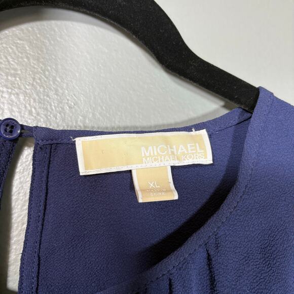 Michael Michael Kors Women's Blue Grommet Studded Boho Peasant Blouse - Size XL - Picture 4 of 6
